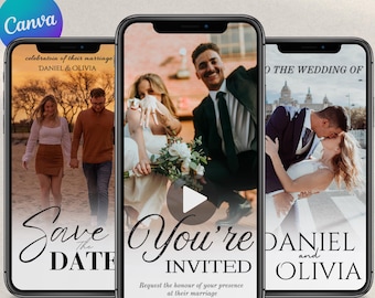 Wedding Video invitation, Digital Wedding Invitation, Electronic wedding invitation, Animated wedding invitation, Canva template, Evite 5