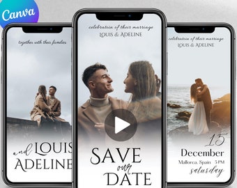 Wedding Video invitation, Digital Wedding Invitation, Electronic wedding invitation, Animated wedding invitation, Canva template, Evite