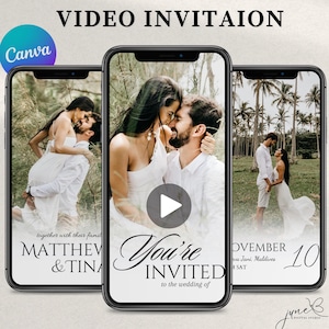 Hochzeitsvideoeinladung, Digitale Hochzeitseinladung, Elektronische Hochzeitseinladung, Animierte Hochzeitseinladung, Canva Vorlage, Evite