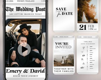 Wedding Video invitation, Digital Wedding Invitation, Electronic wedding invitation, Animated wedding invitation, Canva template, Evite 8