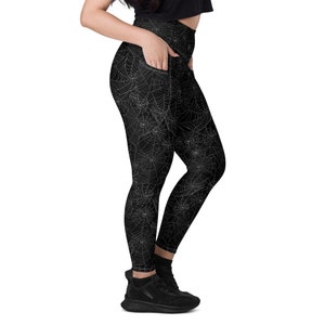 Spider Web Leggings with Pockets, Halloween yoga pants, holiday exercise pants with pockets, pocket leggings