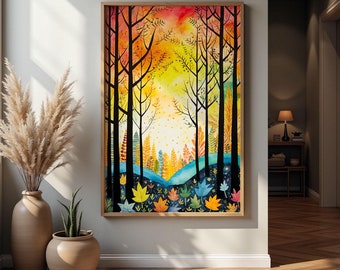 Herfst afdrukbare muur kunst grillige herfst Home decor herfst bos muur kunst levendige herfst schilderij vintage herfst print w03 herfst afdrukbare muur kunst