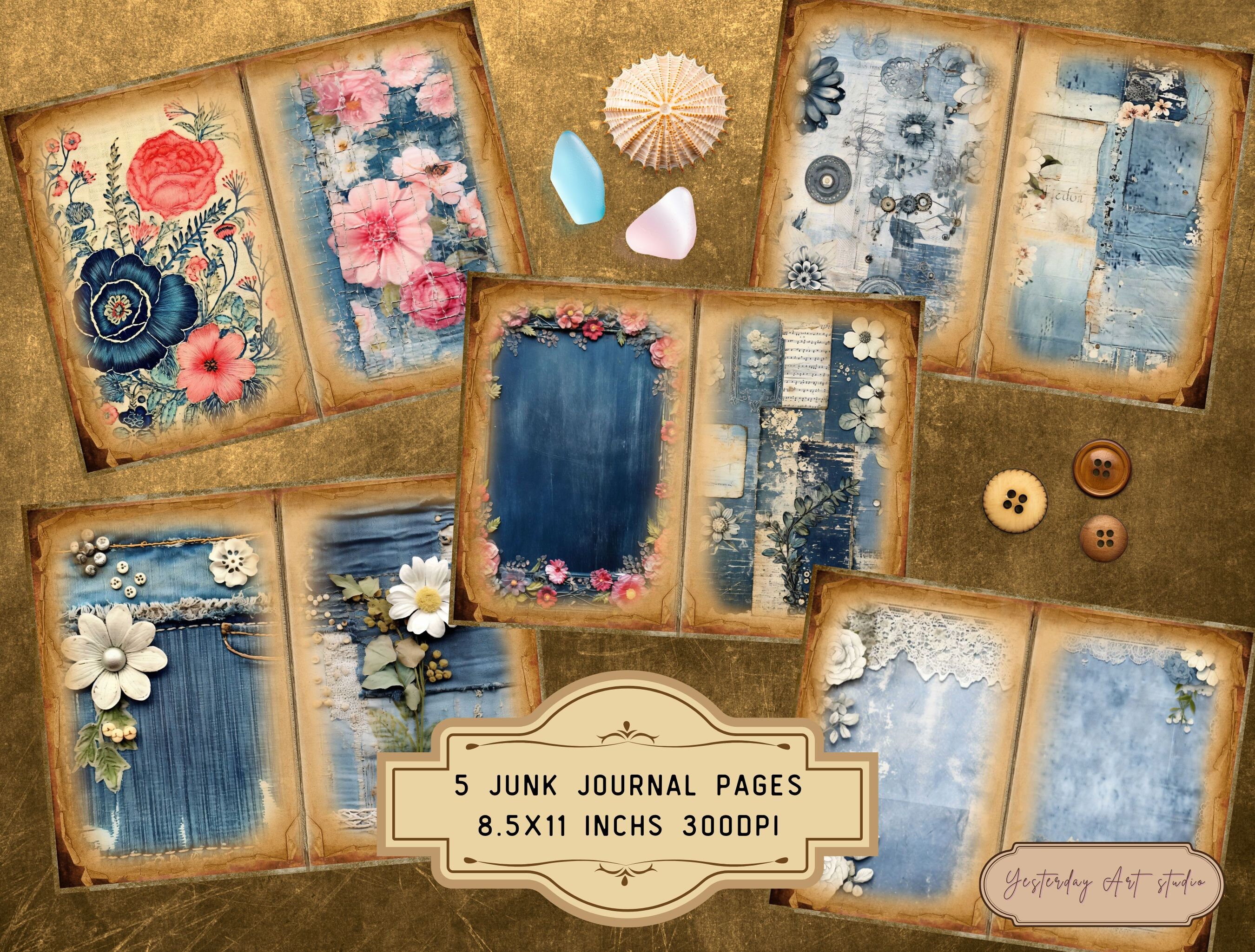 Junk Journal Denim Ephemera Download Collage Sheet Denim Junk Journal ...