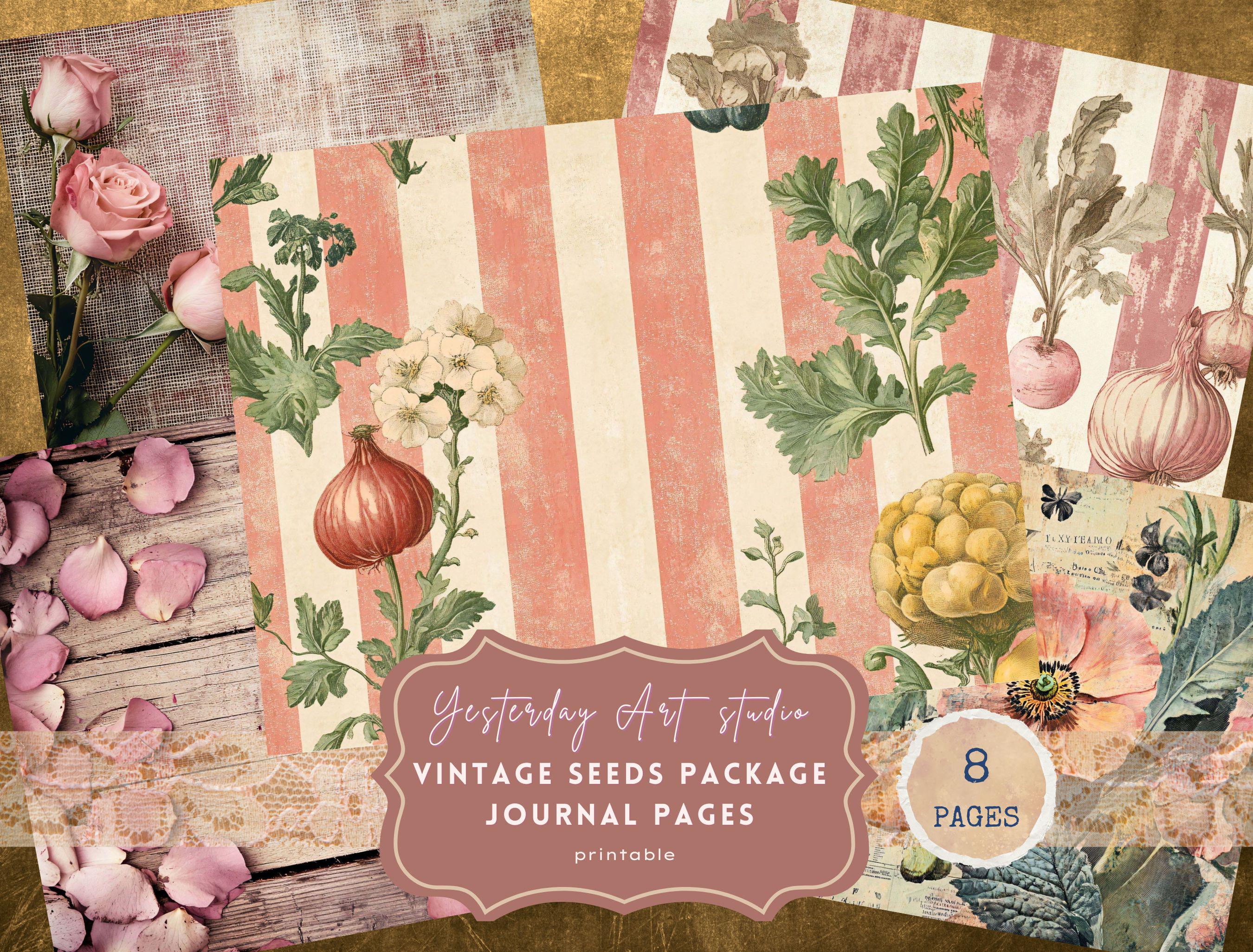 Vintage Seed Packets Junk Journal Kit, Printable Botanical Ephemera ...