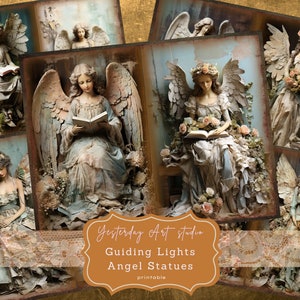 Heavenly Angel Junk Journal pages Digital Scrapbook Paper Kit Vintage Ephemera Collage Sheet Heavenly Messengers Guardian Angels journal kit