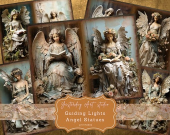 Heavenly Angel Junk Journal pages Digital Scrapbook Paper Kit Vintage Ephemera Collage Sheet Heavenly Messengers Guardian Angels journal kit