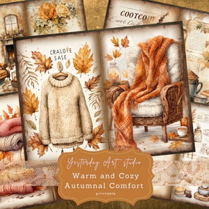 Herfst ongewenste dagboekpagina's digitale plakboekkit vintage kortstondige afdrukbaar papier collage vel dagboekkits herfstpapier gezellige herfst