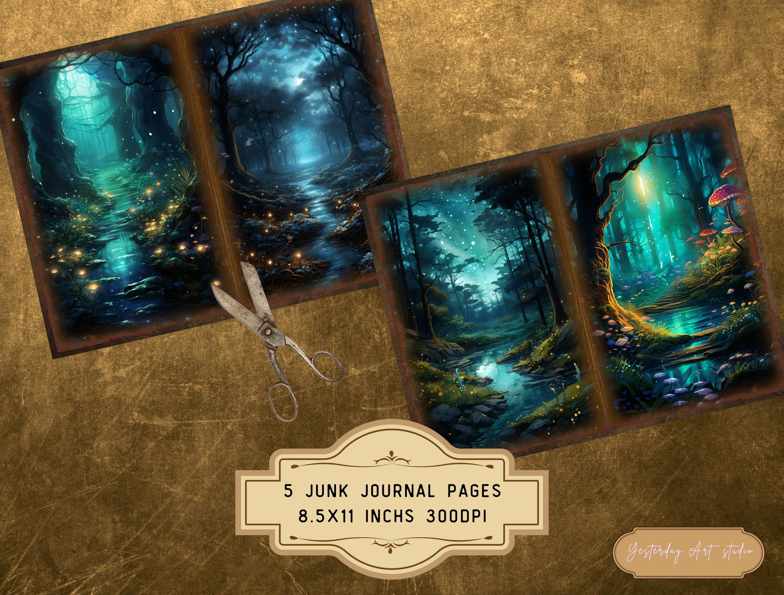Fantasy Forest Junk Journal Pages Digital Scrapbook Paper Kit Ephemera ...