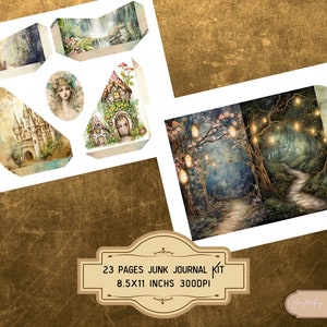 Elven Forest Junk Journal Pages Digital Scrapbook Paper Kit Vintage ...