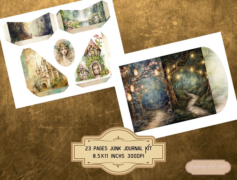 Elven Forest Junk Journal Pages Digital Scrapbook Paper Kit Vintage ...