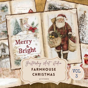 Farmhouse Christmas Junk Journal Pages Rustic Christmas Junk Journal Kit Cozy Winter Scrapbook Paper White Christmas Folio Winter Ephemera