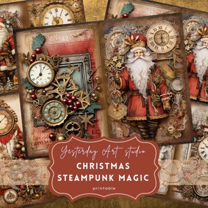 Steampunk Junk Journal Seiten Digitales Scrapbook Papier Kit Ephemera Collage Steampunk Junk Journal Kit Steampunk Weihnachten Junk Journal