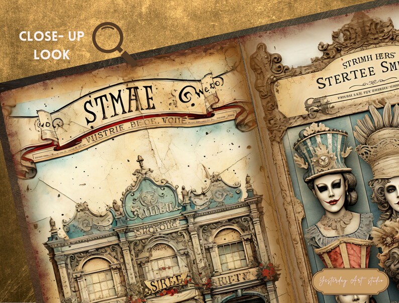 Vintage Theatre Junk Journal Pages Ephemera Digital Scrapbook Paper Kit ...
