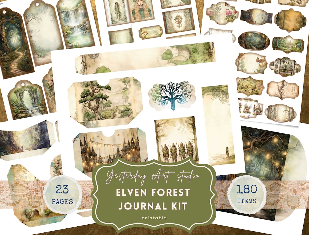 Elven Forest Junk Journal Pages Digital Scrapbook Paper Kit Vintage ...