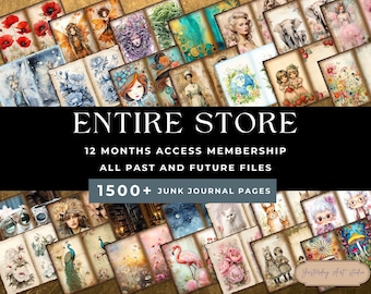 Whole Shop Bundle Junk Journal Seiten Ephemera Digital Scrapbook Papier Kit Collage Gesamter Shop Bundle Junk Journal Kit 12 Monate Access