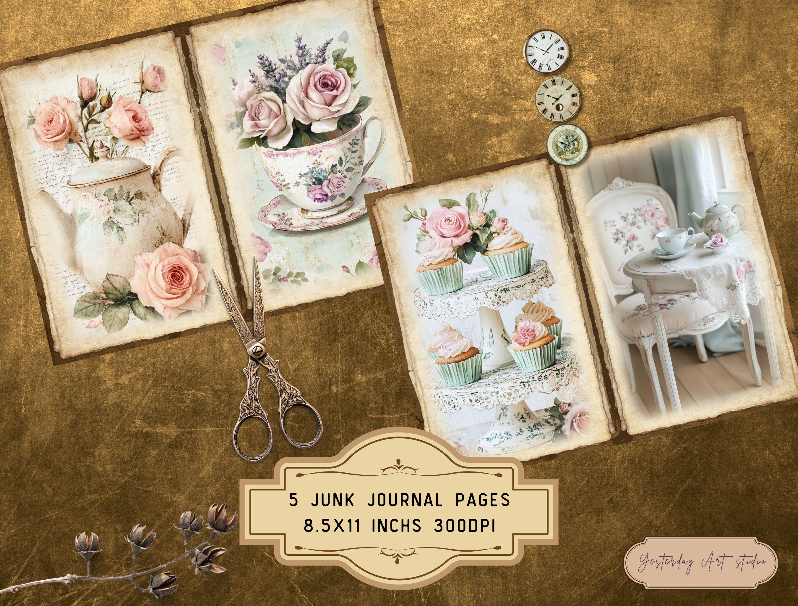 Shabby Chic Floral Teapot Junk Journal Kit Tea Journal Printable Pages ...