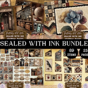 Sealed with Ink Junk Journal Kit – Vintage Post Office Ephemera, Letters, Envelopes, Airmail, Stamps, Wax Seals Trifold, Stationery BUNDLE