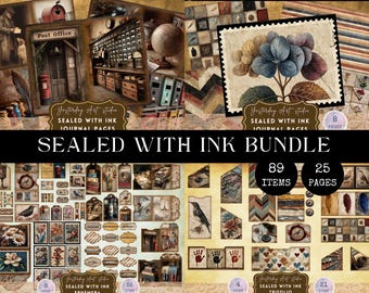 Sealed with Ink Junk Journal Kit – Vintage Post Office Ephemera, Letters, Envelopes, Airmail, Stamps, Wax Seals Trifold, Stationery BUNDLE
