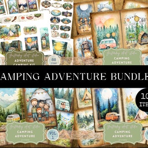 Camping Junk Journal Printables Traveler Printable Junk Journal Kit Camping Trip Junk Journal Pages Camping Journal Kit Glamping Ephemera