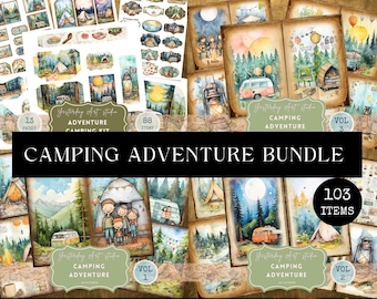 Camping Junk Journal Printables Traveler Printable Junk Journal Kit Camping Trip Junk Journal Pages Camping Journal Kit Glamping Ephemera