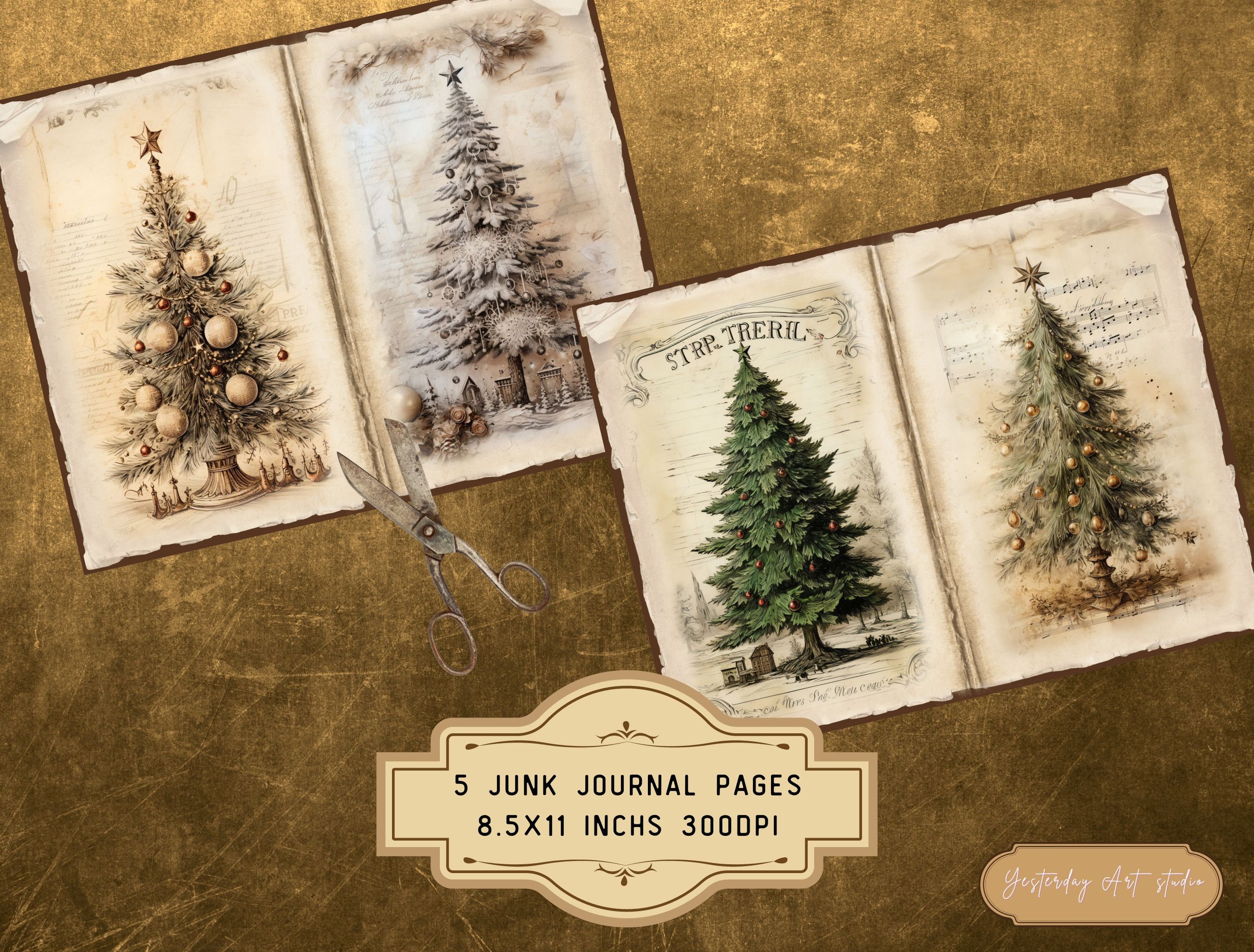 Christmas Junk Journal Pagers Ephemera Digital Scrapbook Paper Kit ...