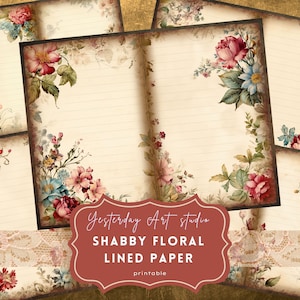 Vintage floral Journal Seiten Shabby Junk Journal Kit Line blank Papiere Printable Shabby Seiten Rose Papier Vintage Collage Blatt Sammelalbum