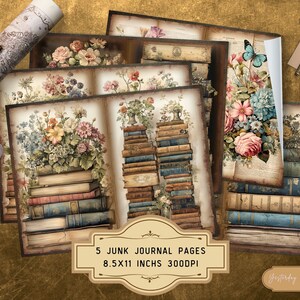 Vintage Book Junk Journal Pages Ephemera Digital Scrapbook Paper Kit ...