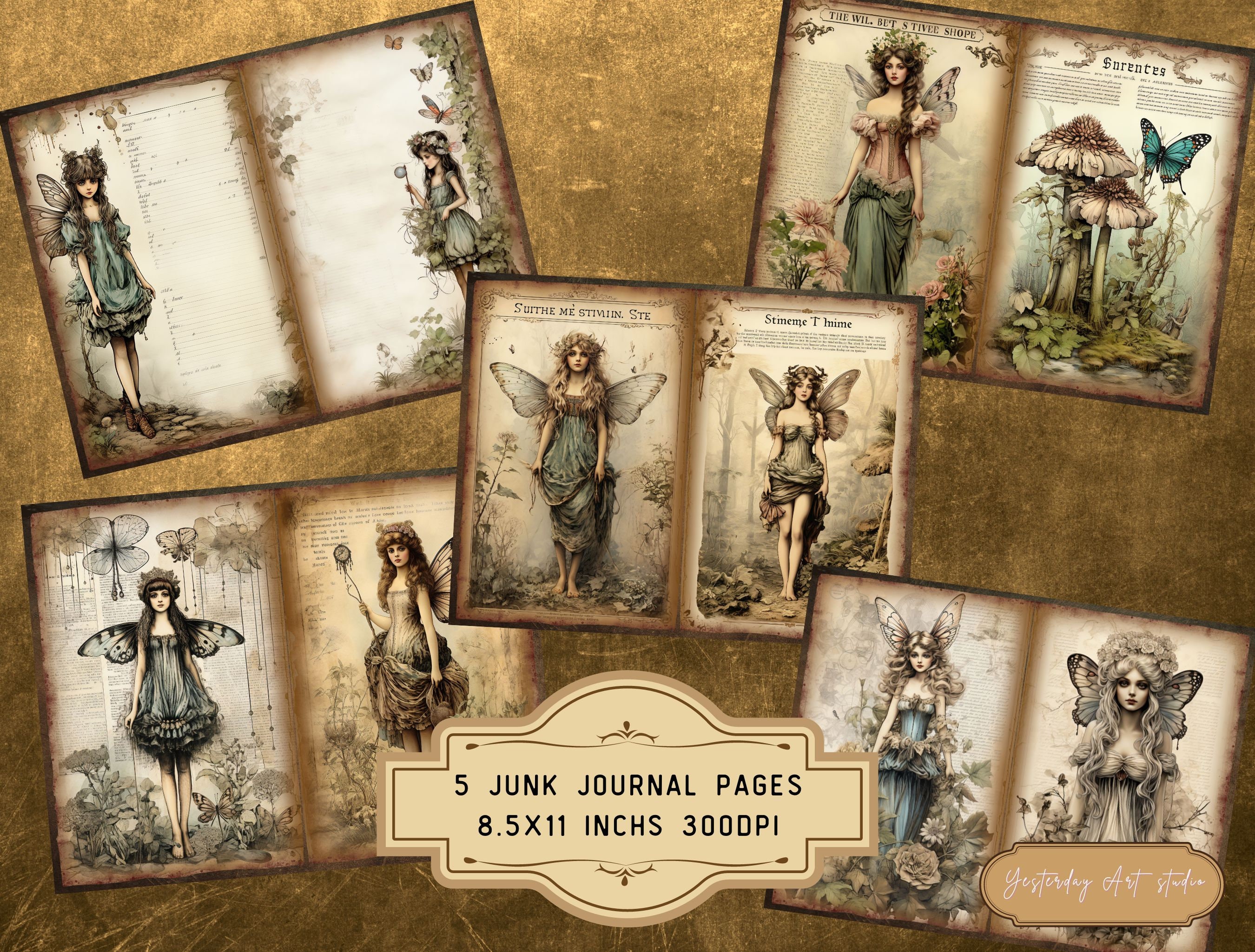 Forest Fairy Junk Journal Pages Digital Scrapbook Paper Kit Vintage ...