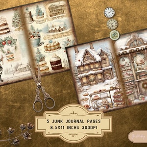 Winter Bakery Junk Journal Page Digital Scrapbook Paper Kit Festive ...