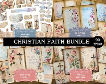 Prayer Journal Kit BUNDLE Devotional Journal Faith Scripture Christian Junk Journal Faith Prayer Folio Scripture Ephemera Gift For Her