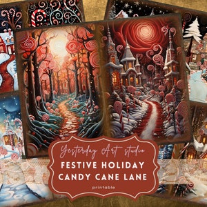 Pages de journal indésirable Candy Cane Lane Winter Ephemera Kit de papier pour scrapbooking numérique Collage Kit de journal indésirable Candy Cane Lane Papiers Candy Cane Lane