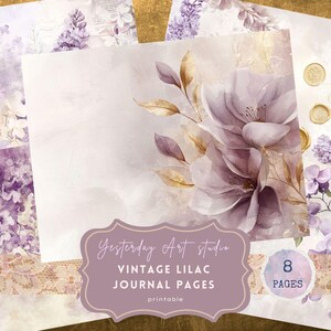 Lilac Junk Journal Kit, Vintage Floral Printable Ephemera, Lilac-Themed Scrapbook Pages, Lavender Journal Ephemera, Journal Folio Trifold