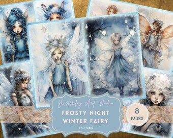 Winter Fairy Junk Journal Pages Fairy Ephemera Digital Scrapbook Paper Kit Collage Winter Fairy Junk Journal Kit Frosty Fairy digitale papers