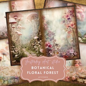 Floresta floral lixo diário páginas digital scrapbook papel kit vintage efêmera colagem floresta encantada lixo diário kits floresta lixo diário