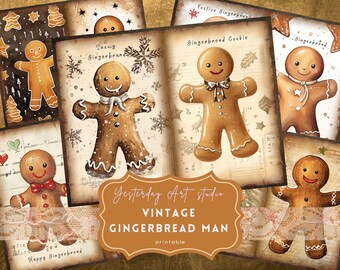 Vintage Gingerbread Junk Journal Pages Ephemera Digital Scrapbook Paper Kit Collage Gingerbread Junk Journal Kit Christmas Gingerbread