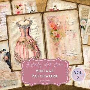 Vintage Patchwork Junk Journal Papers Quilting Scrapbooking Kit Patchwork Journaling Supplies Vintage Textile Journal Ephemera Sewing Pages