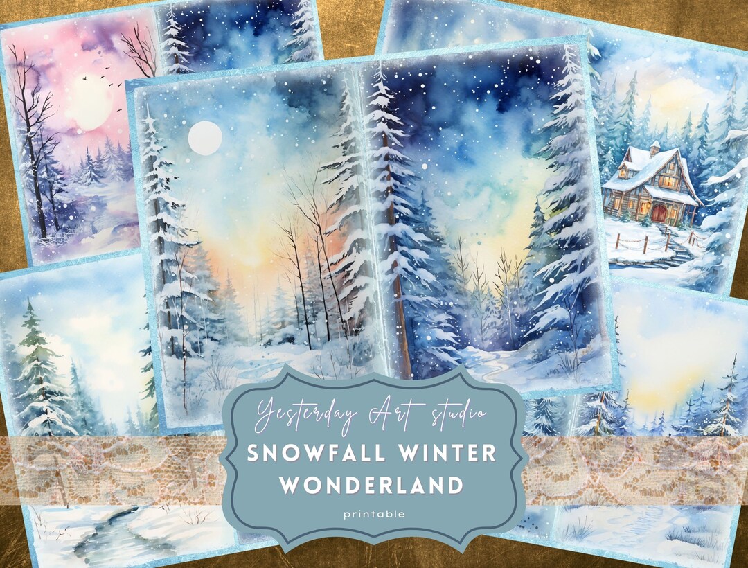 Winter Wonderland Junk Journal Page Digital Scrapbook Paper Kit Vintage ...