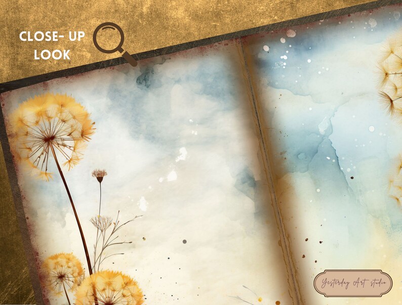 Dandelion Junk Journal Pages Ephemera Digital Scrapbook Paper Kit ...