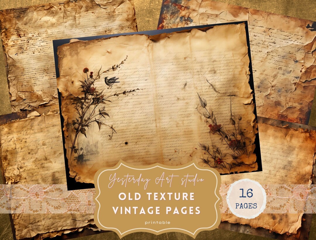 Vintage Papers Junk Journal Pages Grunge Ephemera Digital Scrapbook ...