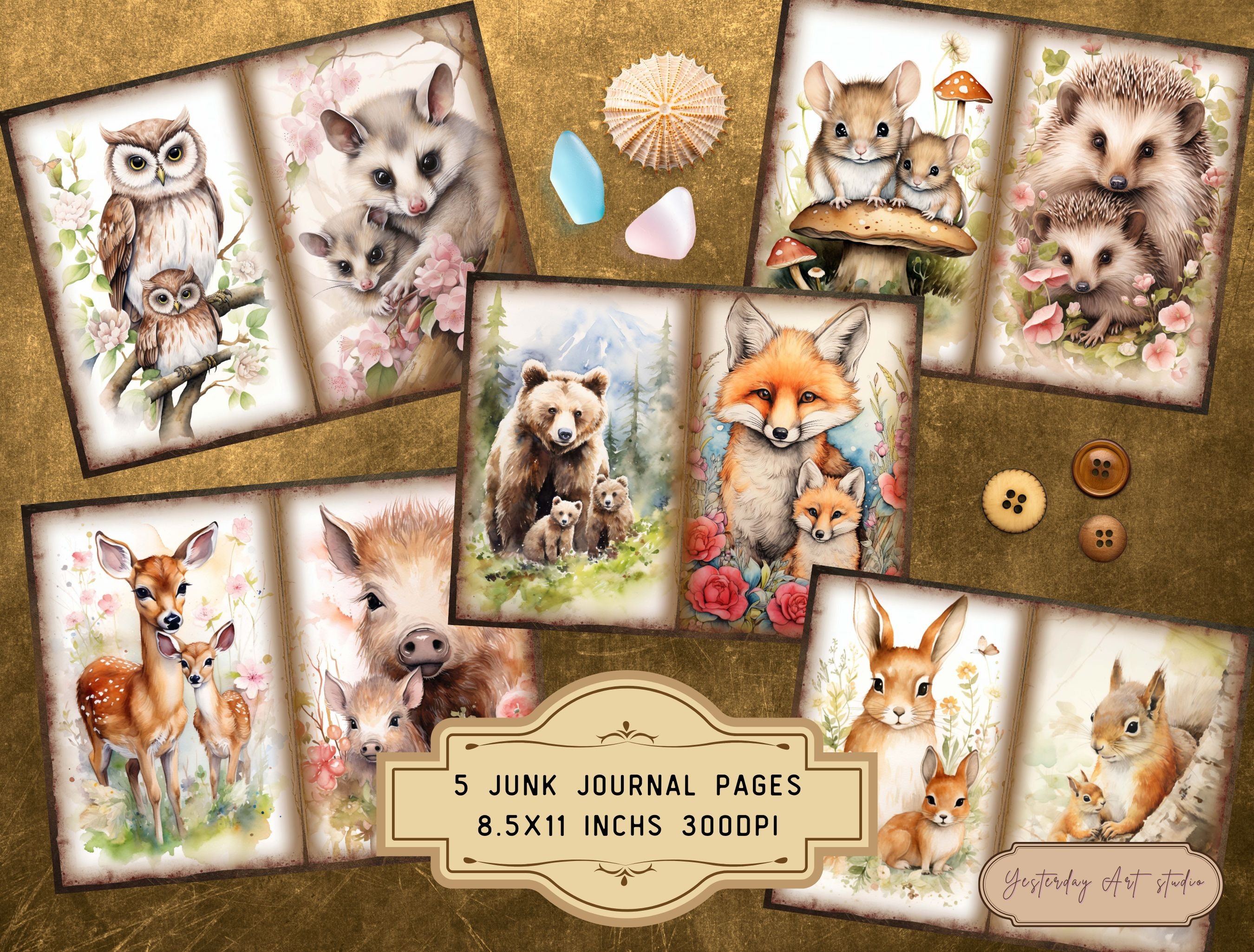 Enchanted Woodland Junk Journal Papers Ephemera Digital Scrapbook Paper ...