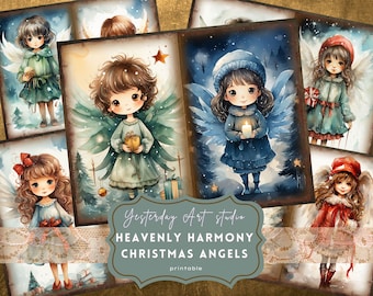 Christmas Angel Junk Journal Pages Digital Scrapbook Paper Kit Angel Ephemera Printable Paper Collage Sheet Journal Supplies Digital