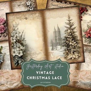 Lace Junk Journal Pages Lace Junk Journal Printables Digital Scrapbook Ephemera Winter Lace Paper Vintage Christmas Lace Junk Journal Kit