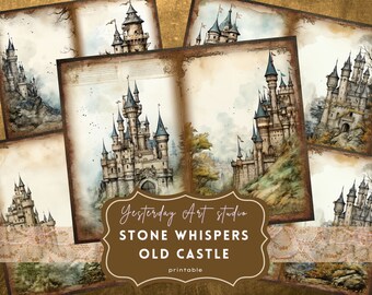 Old Castle Junk Journal Pages Ephemera Digital Scrapbook Medieval castle Paper Kit Collage Ancient fortress Junk Journal Kits Castles