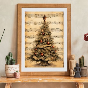 Weihnachten Noten Wandkunst druckbare Weihnachtswandkunst Vintage Musiknoten SOFORTIGER DOWNLOAD Vintage-Weihnachtsmusiknotendekor