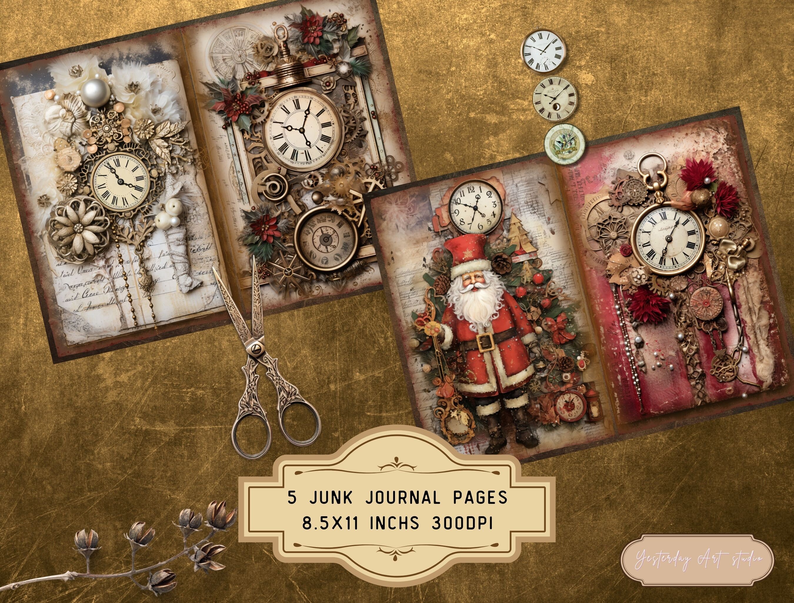 Steampunk Junk Journal Pages Digital Scrapbook Paper Kit Ephemera ...