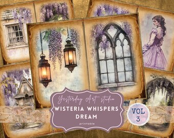 Página de diario basura Wisteria Kit imprimible de diario basura Wisteria Way Folio Nature Sanctuary Álbum de recortes morado Efímera Enchanted Garden