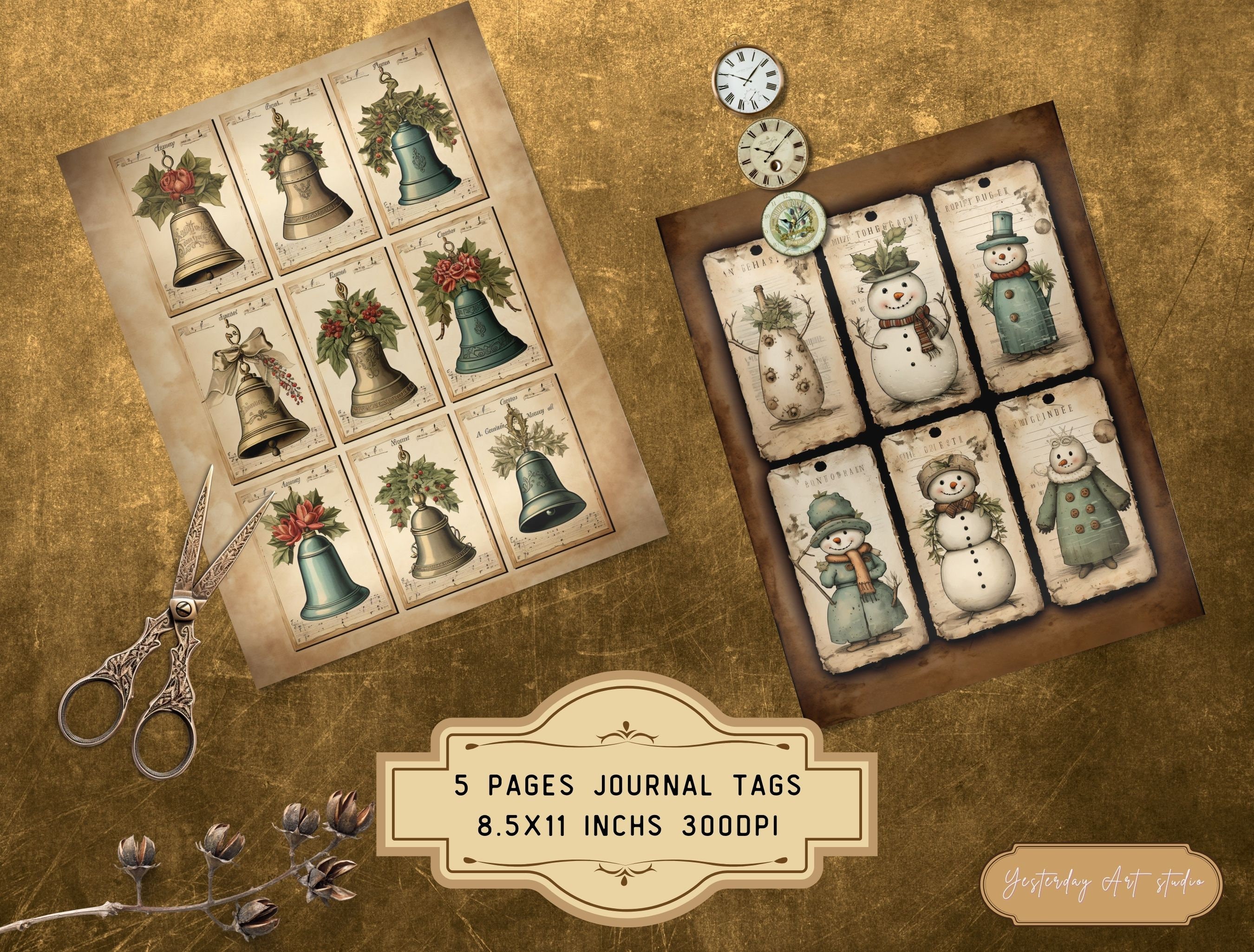 Vintage Christmas Junk Journal Tags Labels Ephemera Printable - Etsy
