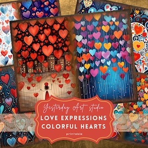 Valentine Love Junk Journal Page Ephemera Digital Scrapbook Valentine Paper Kit Collage Romantic Vintage Love Junk Journal Kit colorful love