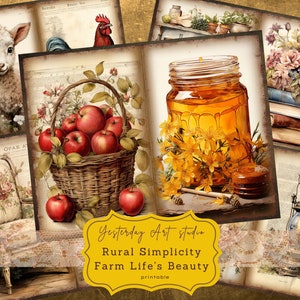 Farm Life Junk Journal pages Digital Scrapbook Paper Kit Vintage Ephemera Collage Sheet Life is better on the farm junk journal kits