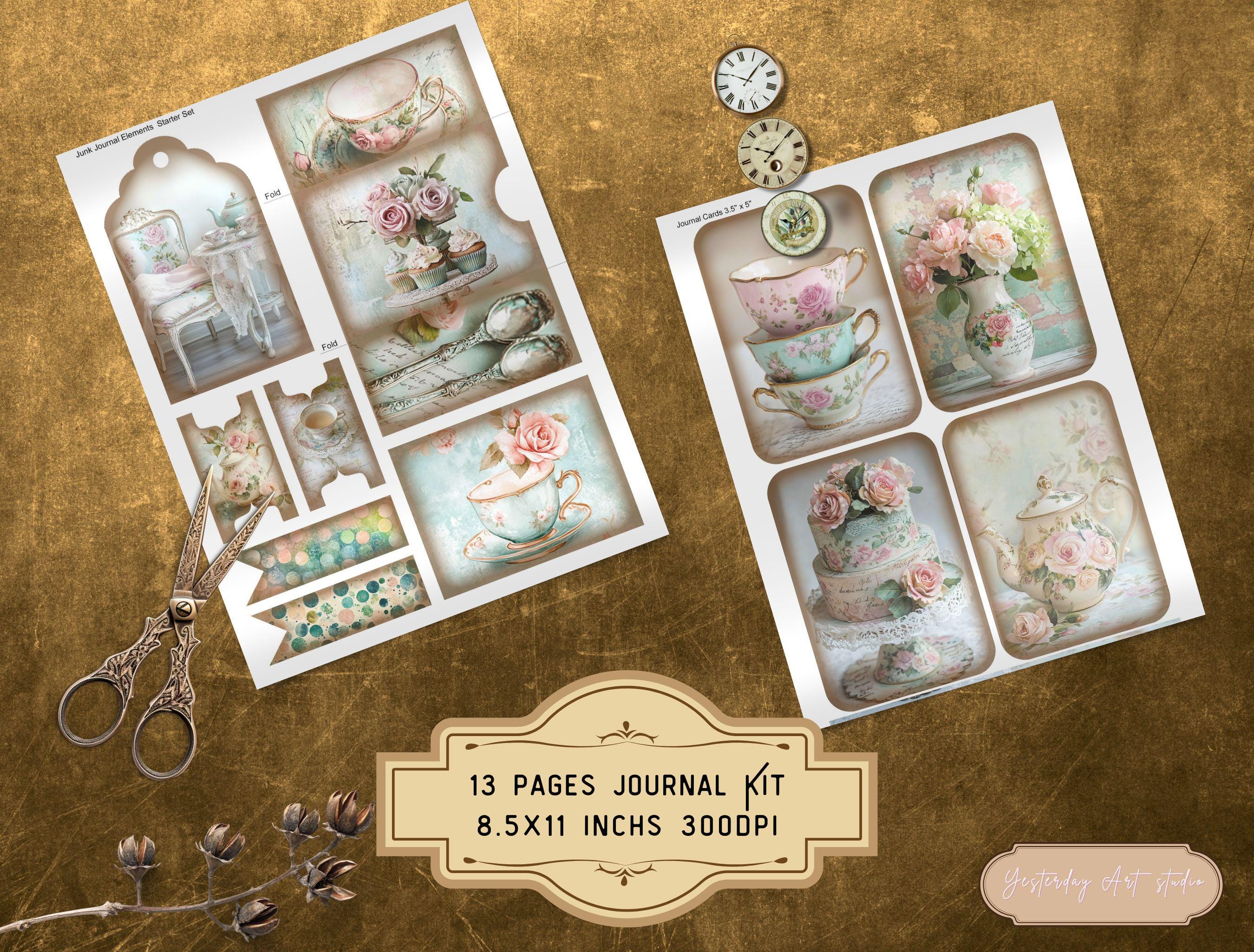 Shabby Chic Floral Teapot Junk Journal Kit Tea Journal Printable Pages ...